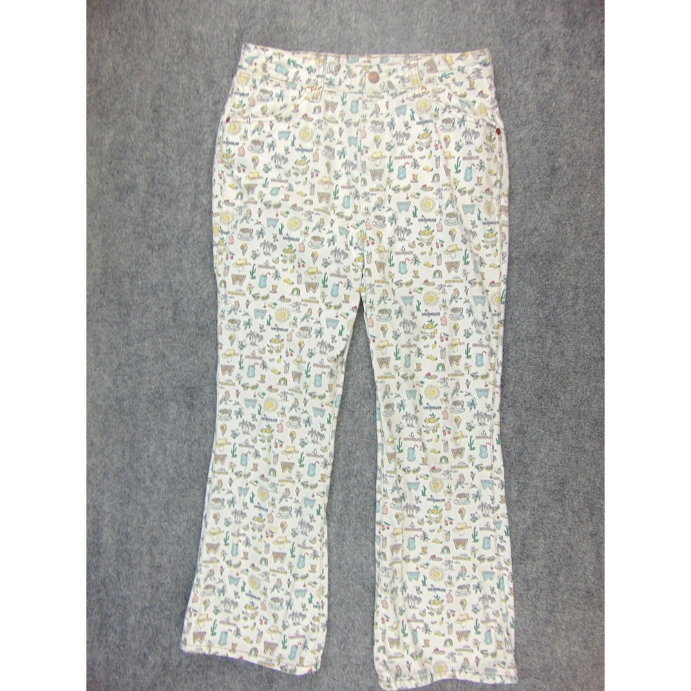 Wrangler Jeans Womens 30 White Western Print Bootcut Cowboy Festival Y2K